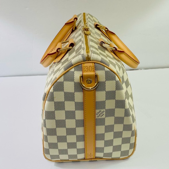 Designer Inspired Checkered Crossbody Bag in Cream and Tan - Picture 8 of 15